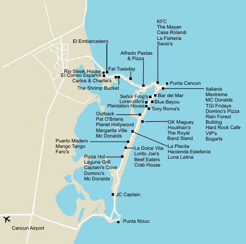 Cancun Restaurants Map